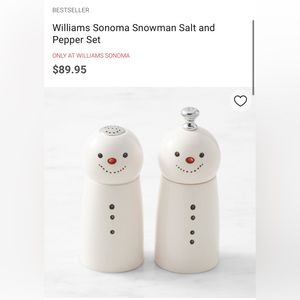 Williams Sonoma Snowman Salt and Pepper Set (new, unopened)